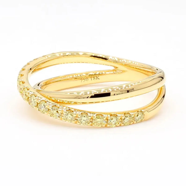 18K Solid Gold Round Lab Grown Yellow Diamond 0.47 Carat Cocktail Band - Side View | Riyanika Jewels