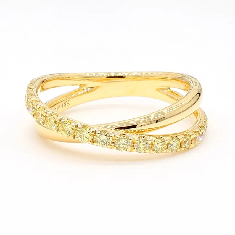 18K Solid Gold Round Lab Grown Yellow Diamond 0.47 Carat Cocktail Band - Detail | Riyanika Jewels