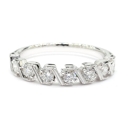 18K Solid Gold Round Lab Grown Diamond 0.52 Carat Wedding Band | Riyanika Jewels