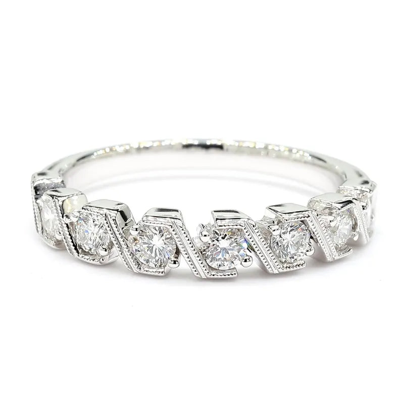 18K Solid Gold Round Lab Grown Diamond 0.52 Carat Wedding Band - Detail | Riyanika Jewels
