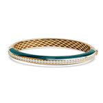 18K Solid Gold Natural Diamond and Malachite Enamel Bangle Bracelet - Close Up | Riyanika Jewels