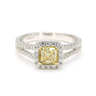 1.06ct Fancy Yellow Diamond Radiant Cut Cocktail Ring in 18K Solid Gold | Riyanika