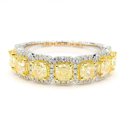 2.06ct Fancy Yellow Diamond Radiant Cut Cocktail Band in 18K Solid Gold | Riyanika