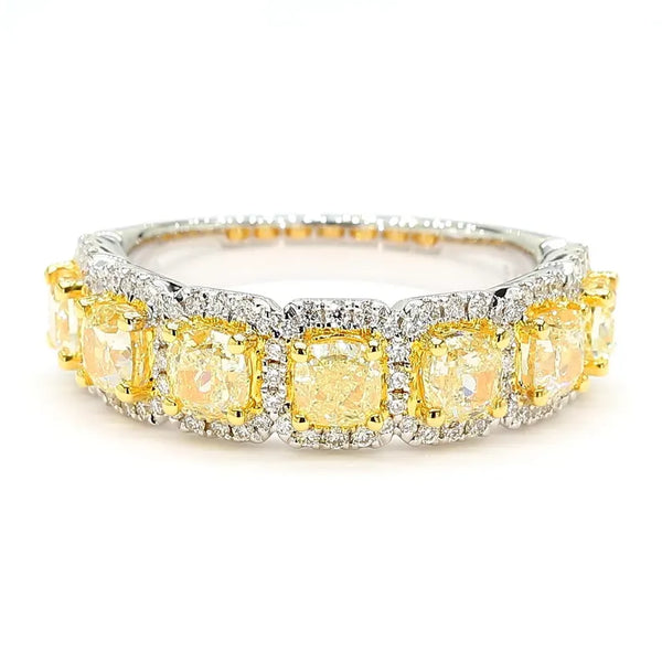 2.06ct Fancy Yellow Diamond Radiant Cut Cocktail Band in 18K Solid Gold | Riyanika