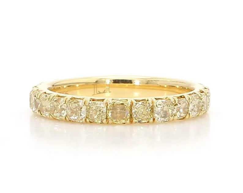 18K Solid Gold 1.01 Carat Radiant Yellow Lab Grown Diamond Eternity Band - Detail | Riyanika Jewels