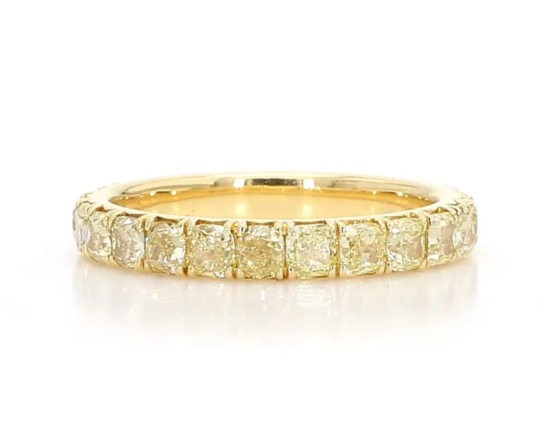 14K 1.01ct Lab Grown Yellow Diamond Radiant Cut Eternity Band