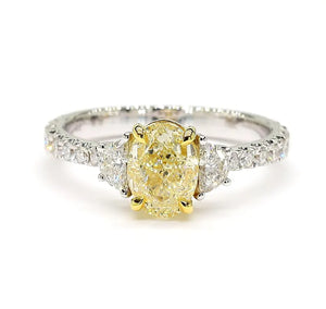 2.15ct Fancy Yellow Diamond Oval Cut Cocktail Ring in 18K Solid Gold | Riyanika