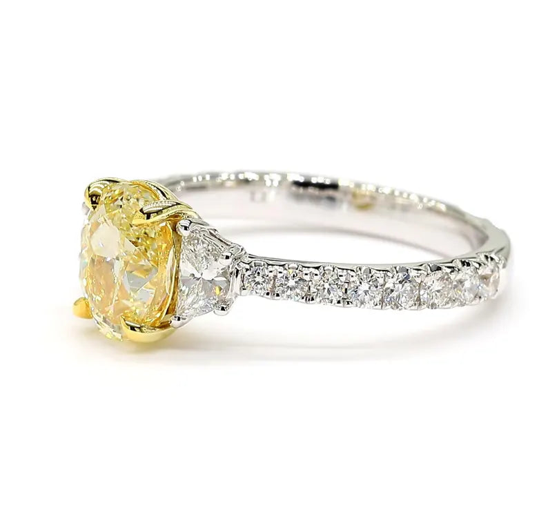 14K 2.15ct Lab Grown Yellow Diamond Oval Cut Cocktail Ring