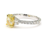 18K Solid Gold 2.15 Carat Oval Yellow Lab Grown Diamond Cocktail Ring - Close Up | Riyanika Jewels