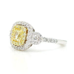 1.45ct Fancy Yellow Diamond Cushion Cut Cocktail Ring in 18K Solid Gold | Riyanika