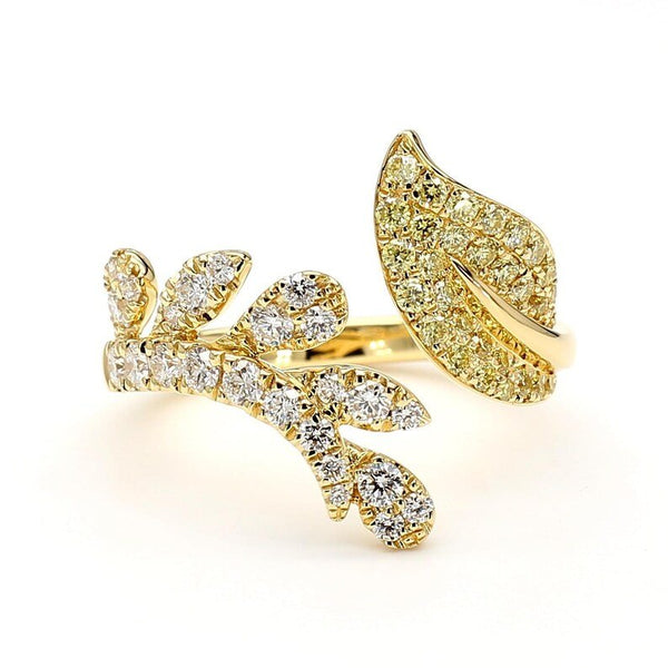 18K Solid Gold Round Lab Grown Yellow & Lab Grown Diamond 0.76 Carat Cocktail Band - Side View | Riyanika Jewels