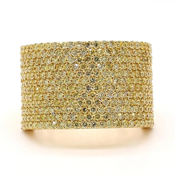 14K 2.23ct Lab Grown Yellow Diamond Round Cut Cocktail Ring