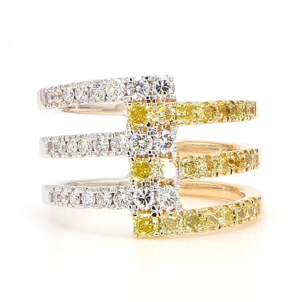 18K Solid Gold Radiant Lab Grown Yellow Diamond 1.23 Carat Cocktail Ring | Riyanika Jewels