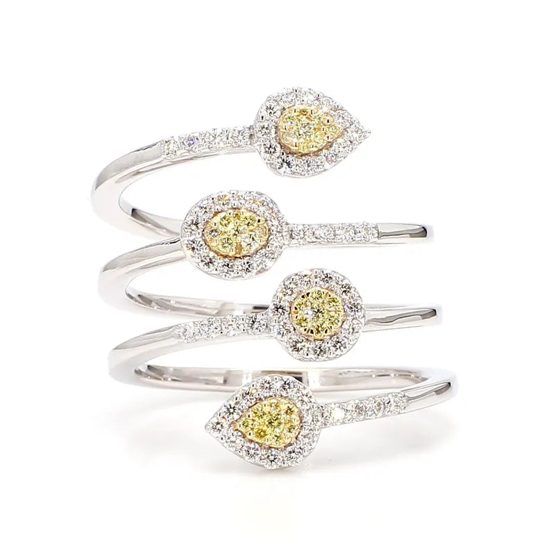 0.65ct Fancy Yellow Diamond Round Cut Cocktail Band in 18K Solid Gold | Riyanika