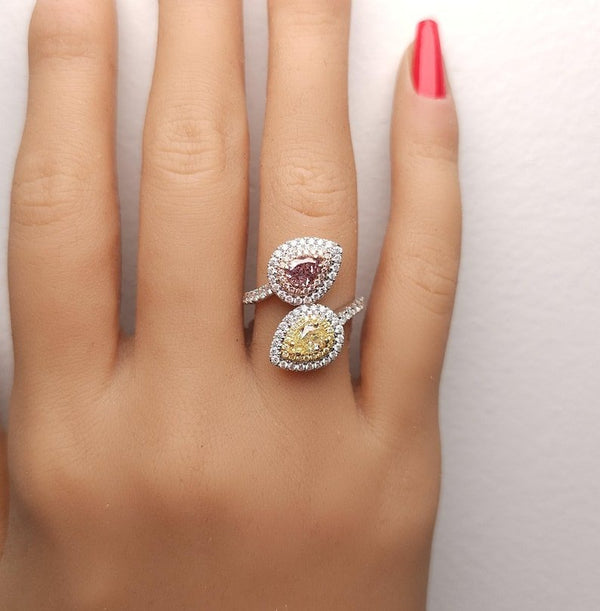 1.81ct Lab Grown Diamond Pear Cut Ring in 18K Solid Gold | Riyanika