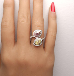 18K Solid Gold IGI Certified Lab Grown Fancy Brownish Purplish Pink Pear Diamond 1.81 Carat CTW Ring | Riyanika Jewels