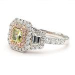 18K Solid Gold IGI Certified Lab Grown Fancy Green-Yellow Radiant Diamond 1.81 Carat CTW Ring - Close Up | Riyanika Jewels