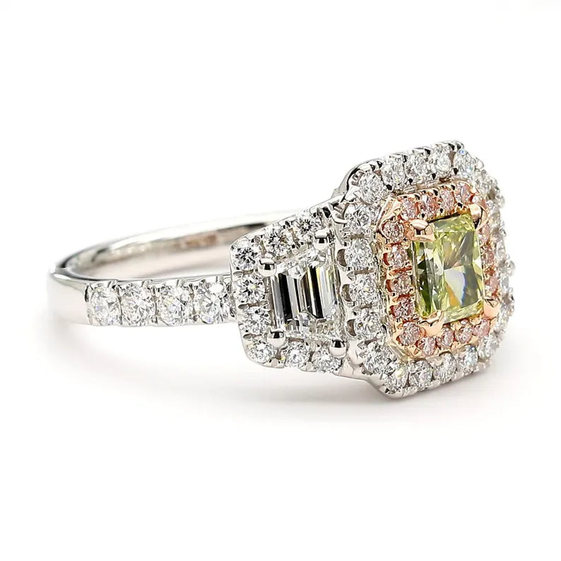 14K 1.81ct Lab Grown Yellow Diamond Radiant Cut Ring