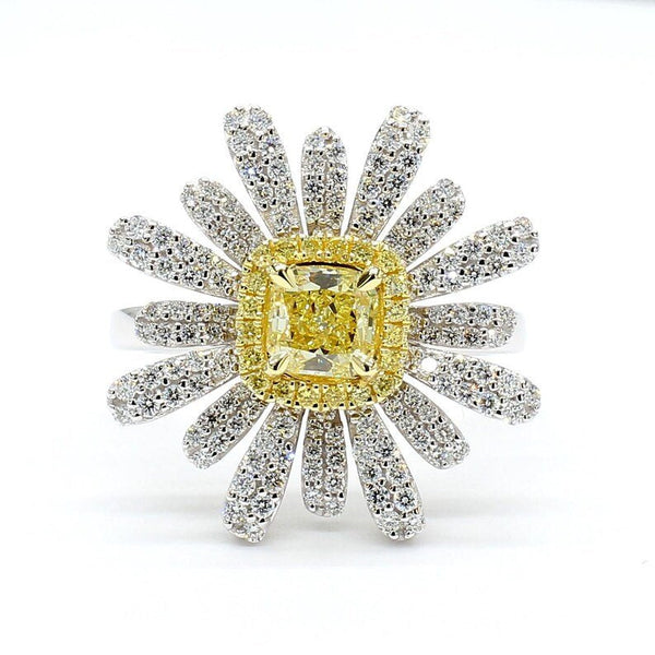 14K 1.5ct Lab Grown Yellow Diamond Radiant Cut Ring