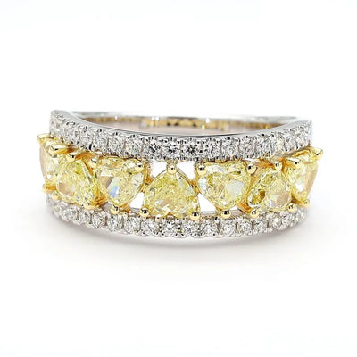 18K Solid Gold Heart Lab Grown Yellow Diamond 2.09 Carat Cocktail Ring | Riyanika Jewels