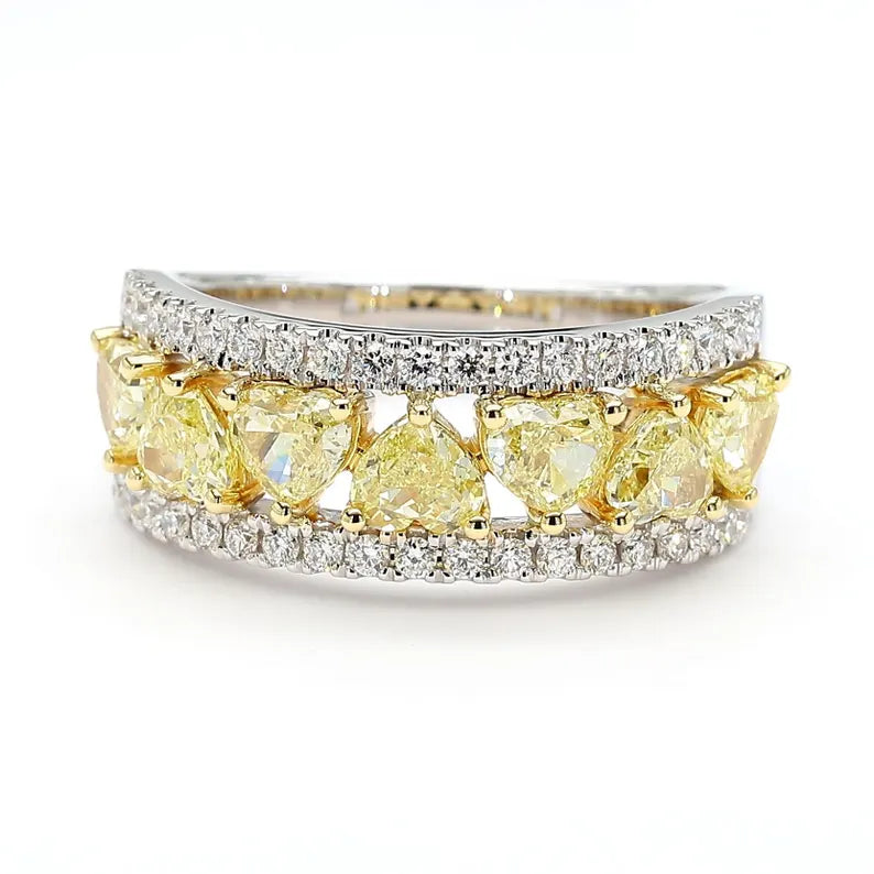 14K 2.09ct Lab Grown Yellow Diamond Cocktail Ring