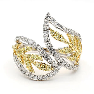 0.9ct Fancy Yellow Diamond Round Cut Cocktail Ring in 18K Solid Gold | Riyanika