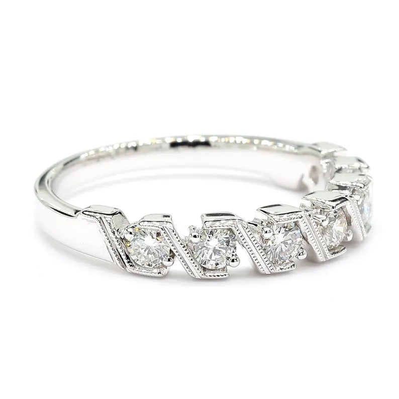 18K Solid Gold Round Lab Grown Diamond 0.52 Carat Wedding Band - Close Up | Riyanika Jewels