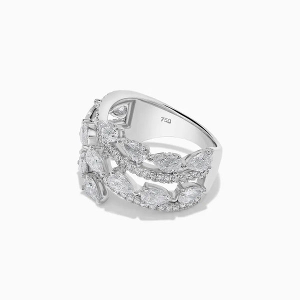 18K Solid Gold 2.82 Carat Pear White Lab Grown Diamond Cocktail Ring - Side View | Riyanika Jewels