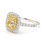 1.95ct Fancy Yellow Diamond Cushion Cut Cocktail Ring in 18K Solid Gold | Riyanika