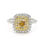 1.95ct Fancy Yellow Diamond Cushion Cut Cocktail Ring in 18K Solid Gold | Riyanika