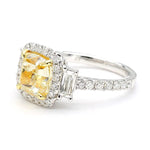 4.05ct Fancy Yellow Diamond Cushion Cut Cocktail Ring in 18K Solid Gold | Riyanika