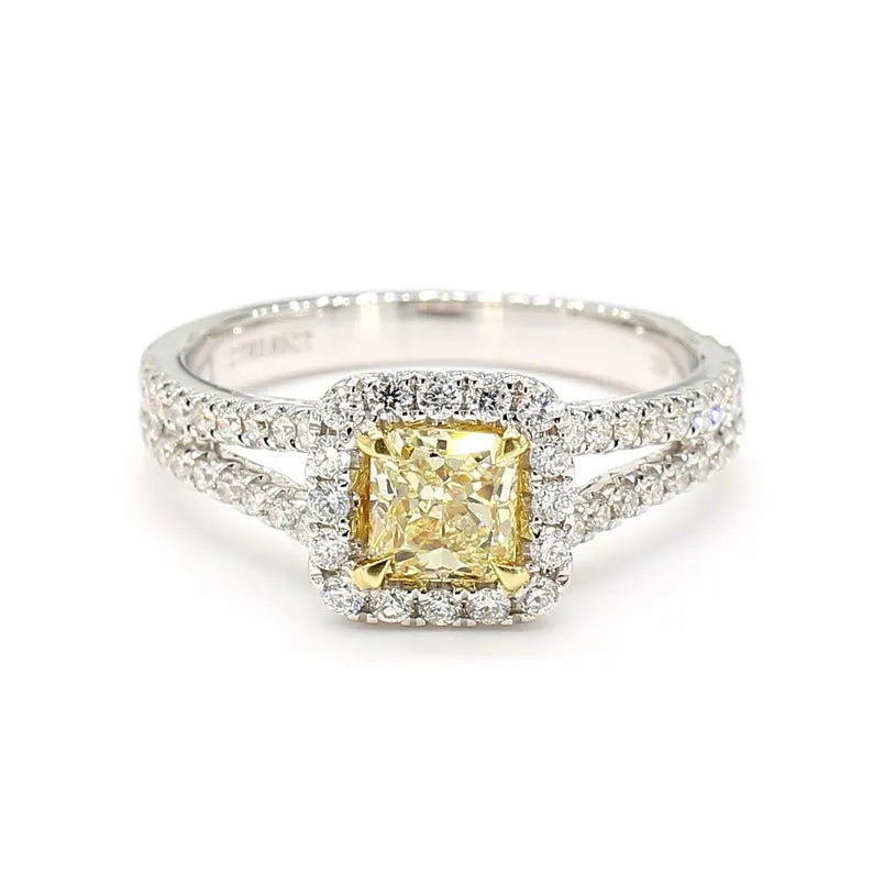 1.06ct Fancy Yellow Diamond Radiant Cut Cocktail Ring in 18K Solid Gold | Riyanika