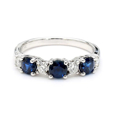18K Solid Gold Blue Round Sapphire & Lab Grown Diamond 1.25 Carat Cocktail Ring | Riyanika Jewels