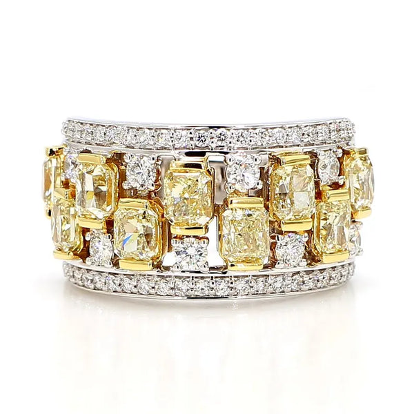 3.63ct Fancy Yellow Diamond Radiant Cut Cocktail Ring in 18K Solid Gold | Riyanika