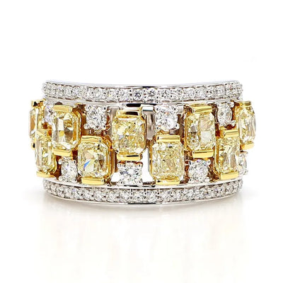 18K Solid Gold 3.63 Carat Radiant Yellow Lab Grown Diamond Cocktail Ring | Riyanika Jewels