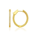 18K Solid Gold Dainty Lightweight Lab Grown Diamond Huggie Hoop Earrings - Detail | Riyanika Jewels