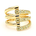 14K 0.93ct Lab Grown Yellow Diamond Round Cut Cocktail Ring