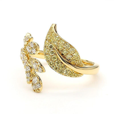 0.76ct Fancy Yellow Diamond Round Cut Cocktail Band in 18K Solid Gold | Riyanika