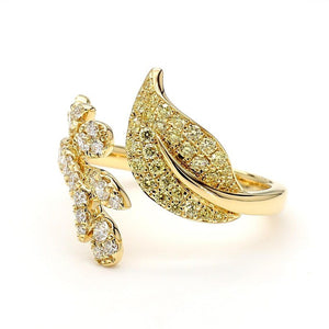 18K Solid Gold Round Lab Grown Yellow & Lab Grown Diamond 0.76 Carat Cocktail Band | Riyanika Jewels