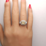 1.45ct Fancy Yellow Diamond Cushion Cut Cocktail Ring in 18K Solid Gold | Riyanika
