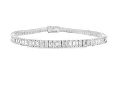14K 6.89ct Lab Grown Diamond Emerald Cut Tennis Bracelet