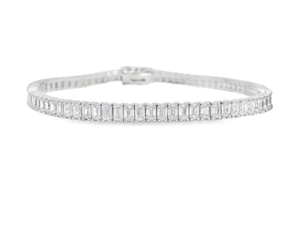 14K 6.89ct Lab Grown Diamond Emerald Cut Tennis Bracelet