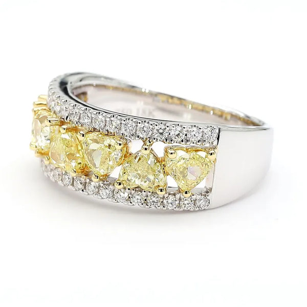 2.09ct Fancy Yellow Diamond Cocktail Ring in 18K Solid Gold | Riyanika