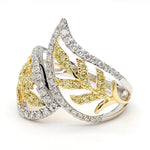 18K Solid Gold Round Lab Grown Yellow Diamond 0.90 Carat Cocktail Ring - Side View | Riyanika Jewels