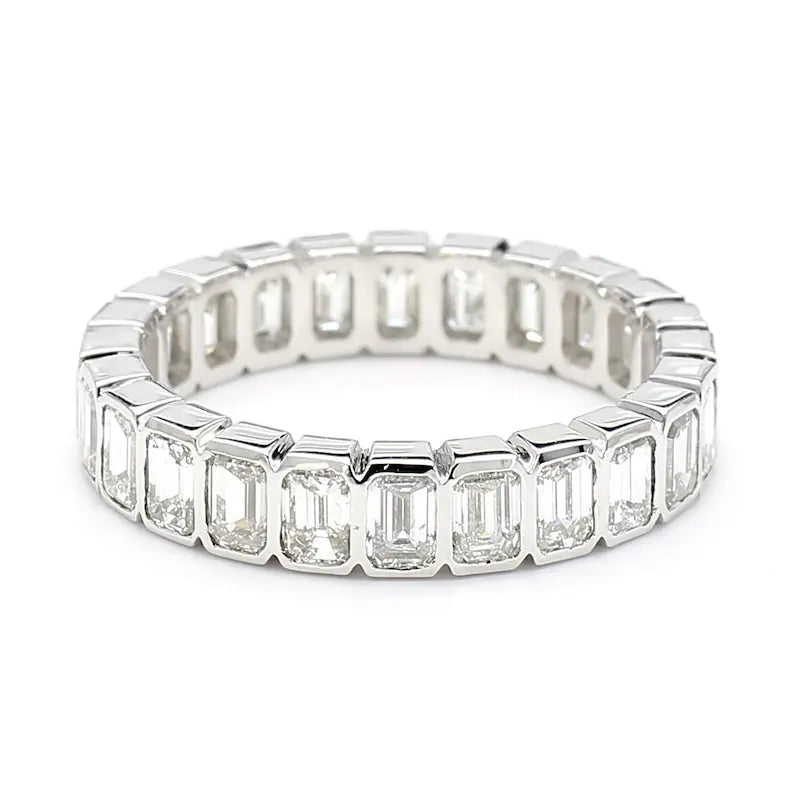18K Solid Gold Lab Grown White Emerald Diamond 3.31 Carat CTW Cocktail Band | Riyanika Jewels