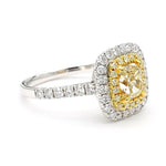 1.95ct Fancy Yellow Diamond Cushion Cut Cocktail Ring in 18K Solid Gold | Riyanika