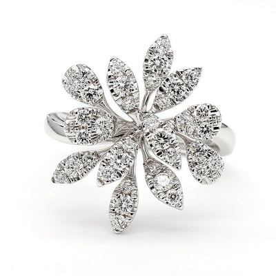 Lab Grown White Round Diamond 0.78 Carat 18K Solid Gold Cocktail Ring | Riyanika Jewels
