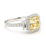 4.05ct Fancy Yellow Diamond Cushion Cut Cocktail Ring in 18K Solid Gold | Riyanika