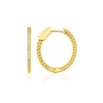 14K Solid Gold Dainty Lightweight Lab Grown Diamond Huggie Hoop Earrings