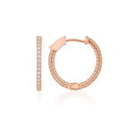 18K Solid Gold & Lab Grown Diamond Dainty Lightweight Huggie Hoop Earrings - Close Up